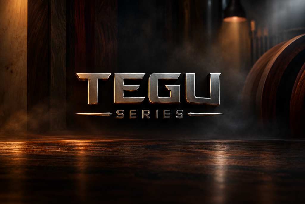Tegu graphic with a dark wood-inspired background